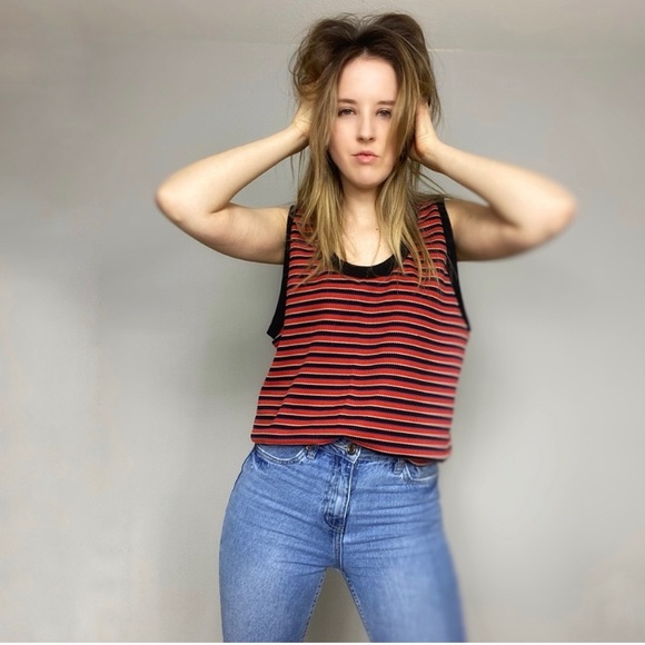 1970s striped ribbed tank top - Picture 1 of 9